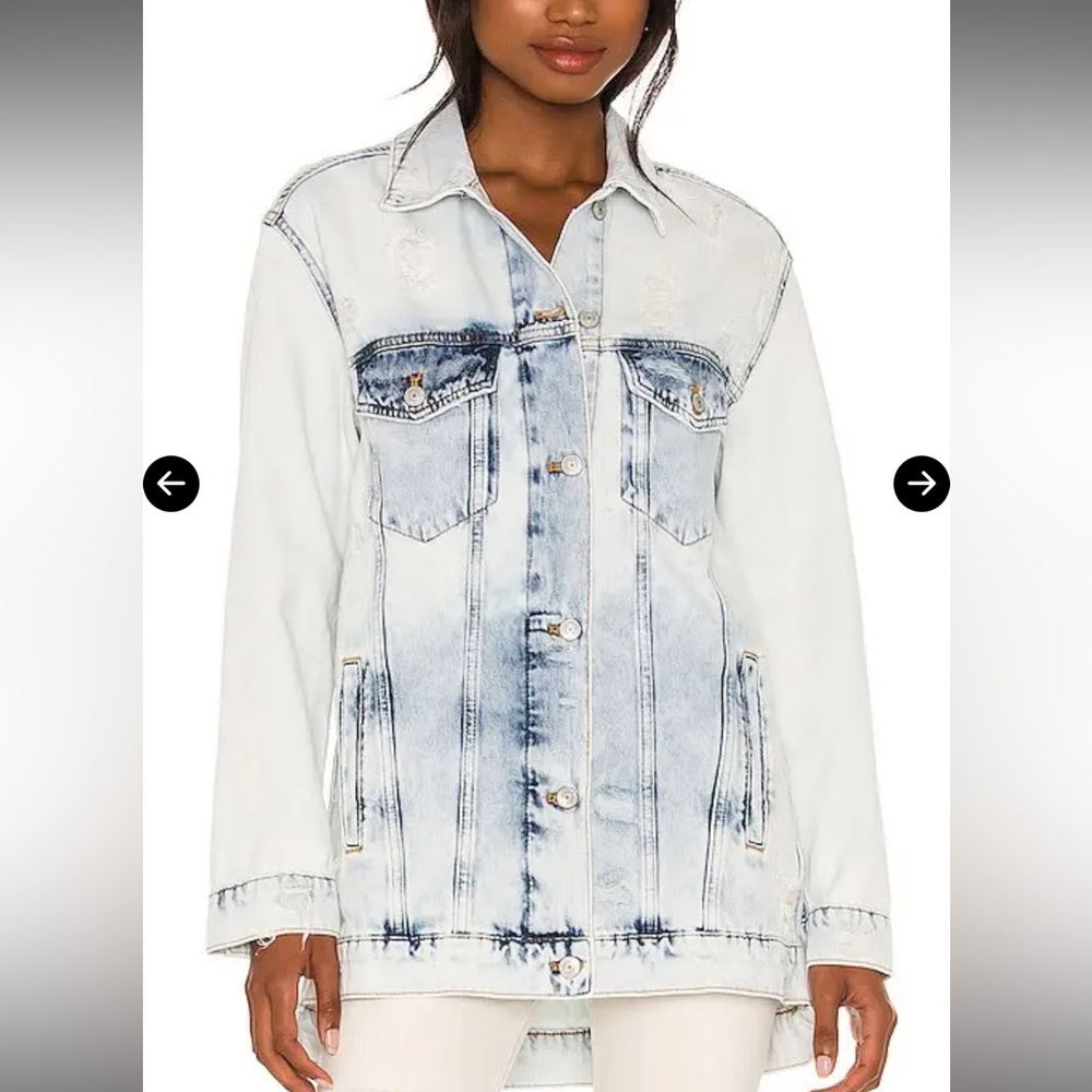 Free People Destroyed Long & Lean Trucker Jacket